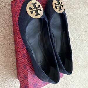 Tory Burch Navy Blue Denim Quilted Quinn Ballet Flat sz7.5
